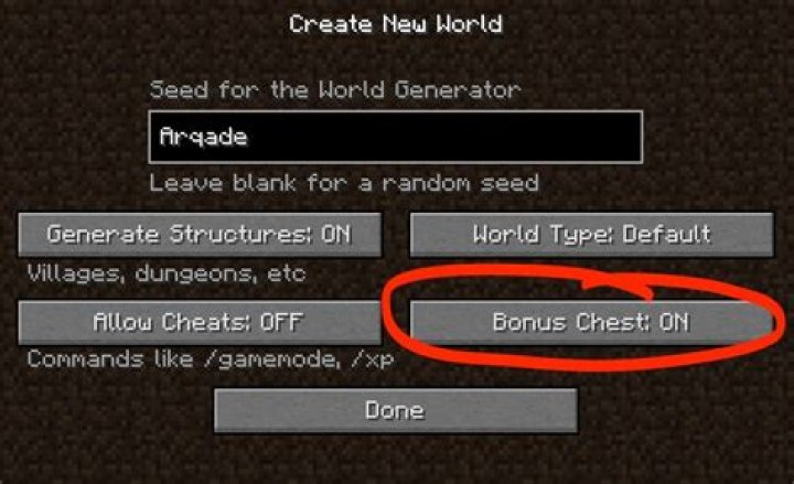 Screenshot of Bonus Chest option