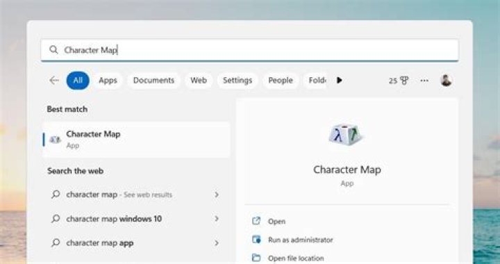 Screenshot of CharMap interface