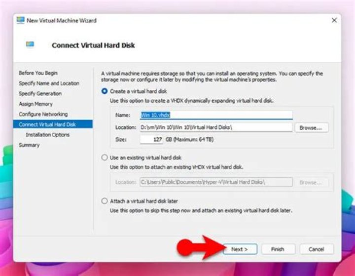 Screenshot of Create Virtual Hard Disk