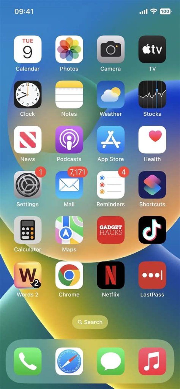 Screenshot of home screen
