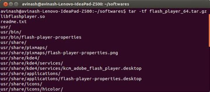 screenshot of listing compressed tarball files in the terminal