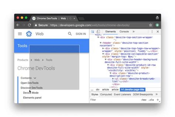 screenshot of navigating chrome devtools