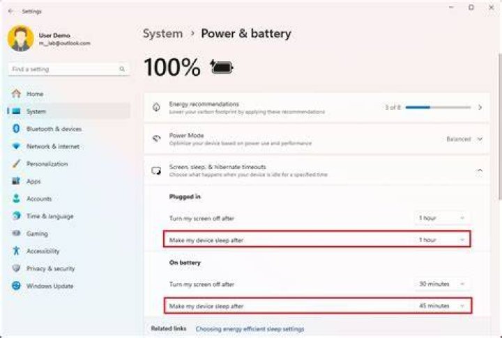 Screenshot of power settings in Ubuntu Budgie.