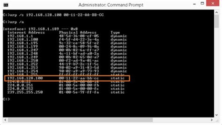 screenshot showing terminal with arp output