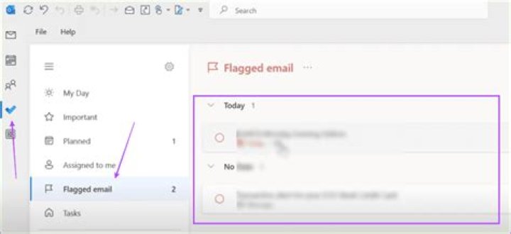 Search for flagged emails from the Outlook search bar/field (Ctrl+E)
