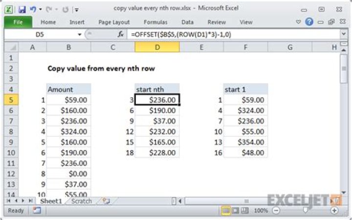 Select each nth row in Excel