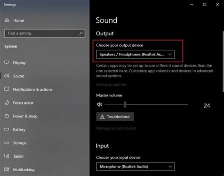 Select your output device