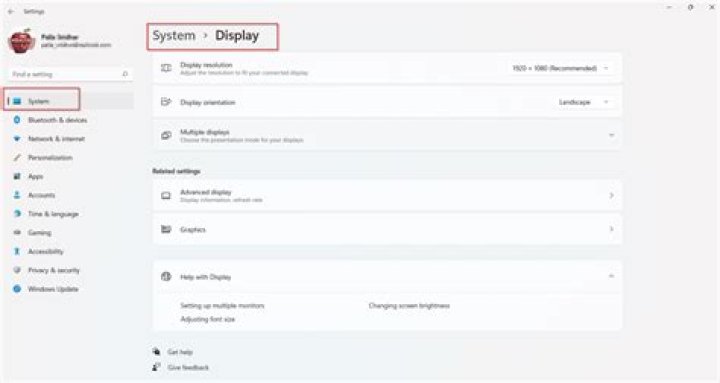 settings display here