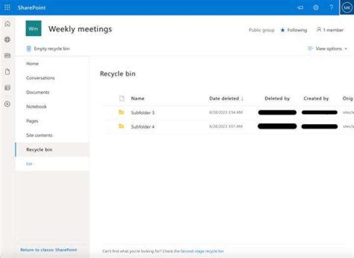 Sharepoint Recycle Bin Searching
