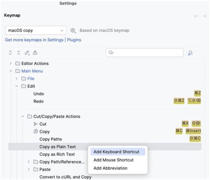 shortcut dialog