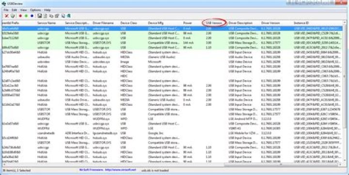 Show USB speed for all devices in Windows 7