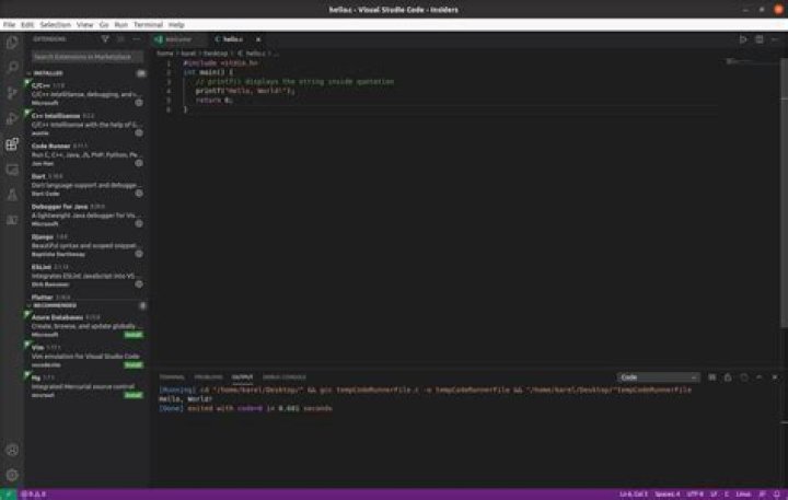 Simple C hello world program is not working in Visual Studio Code [closed]