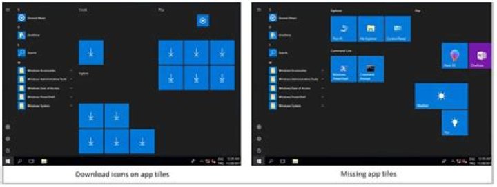 Some start menu shortcuts are missing on Windows 10