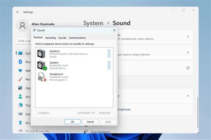 sound setting panel