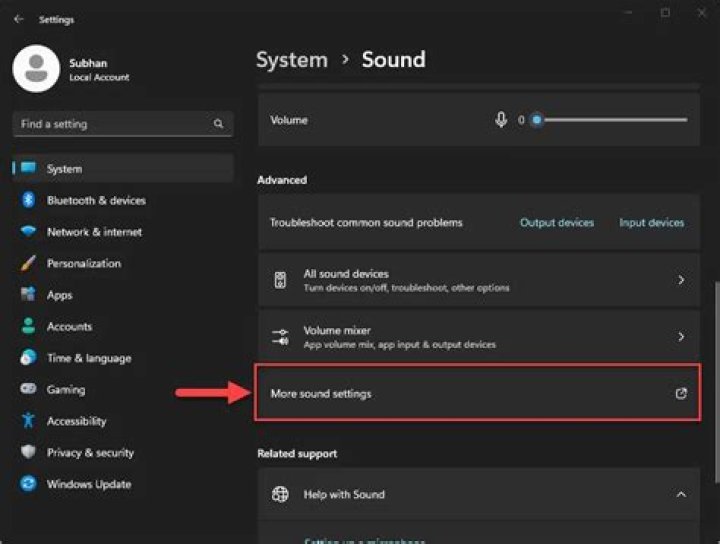 Sound settings