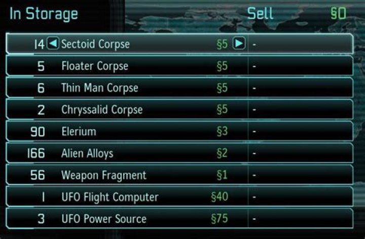 storages of assorted alien materials