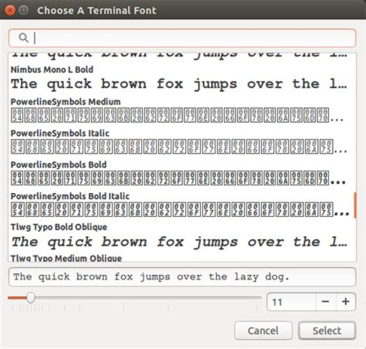 Strange symbols shown in terminal, font missing