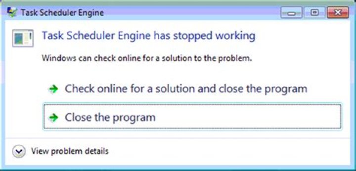 Task Scheduler Engine has stopped working