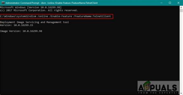 Telnet not working on Windows 10 after installing it