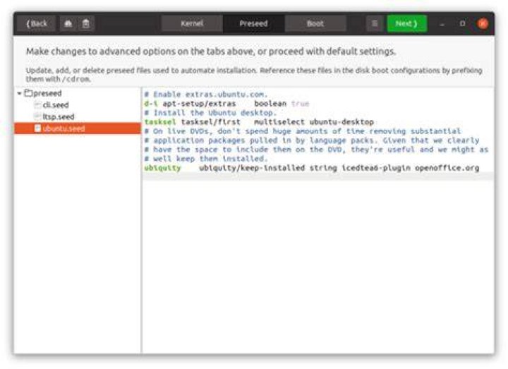 The Cubic Options Page Preseed Tab