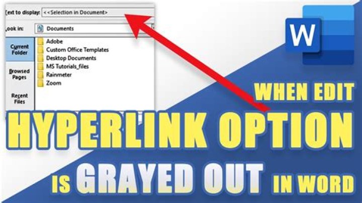 The hyperlink option is grayed out in Outlook 2010
