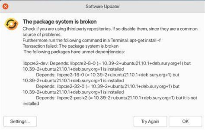 the system package is brken