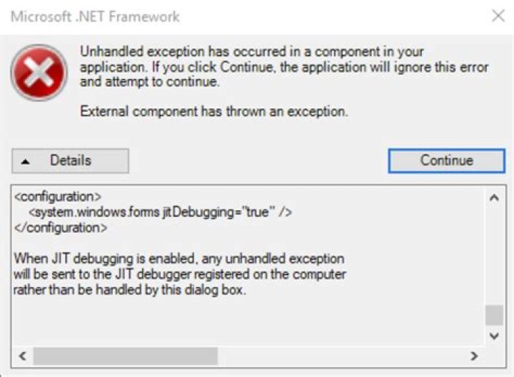 Unhandled Exception error