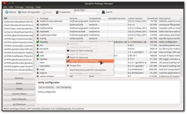 Uninstall Apps using Synaptic