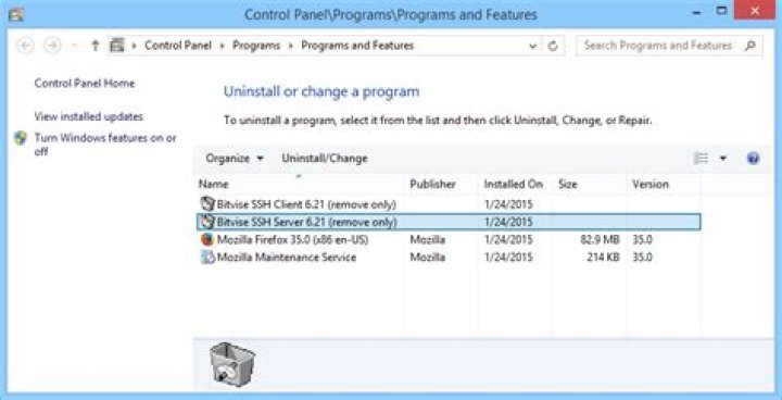 Uninstalling ssh