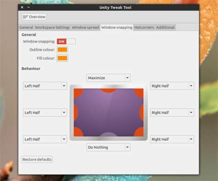 Unity Tweak Tool Main Window