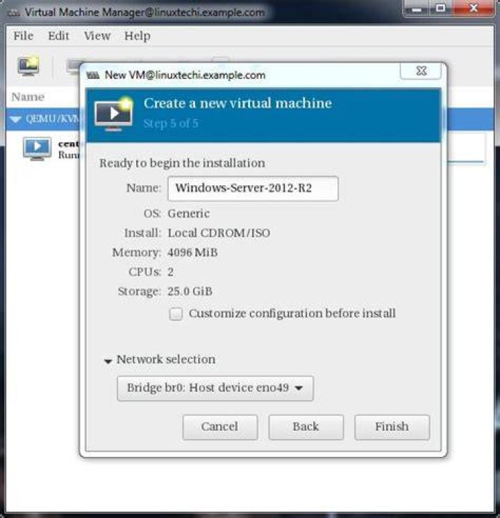 virt-manager network selection
