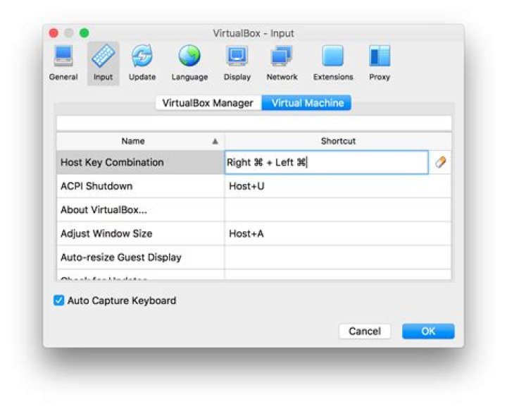 VirtualBox - Input