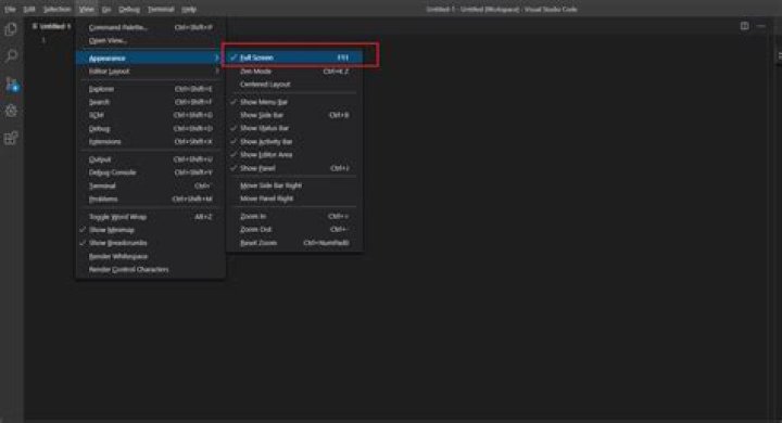 visual studio code menu bar