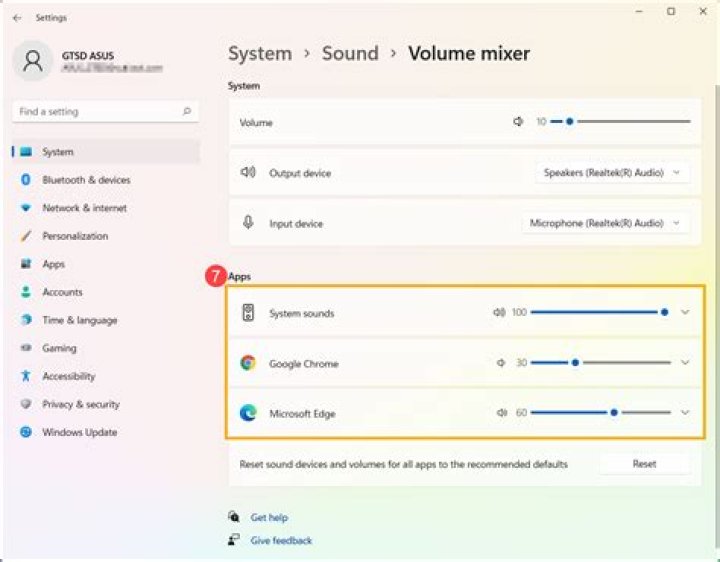 volume settings