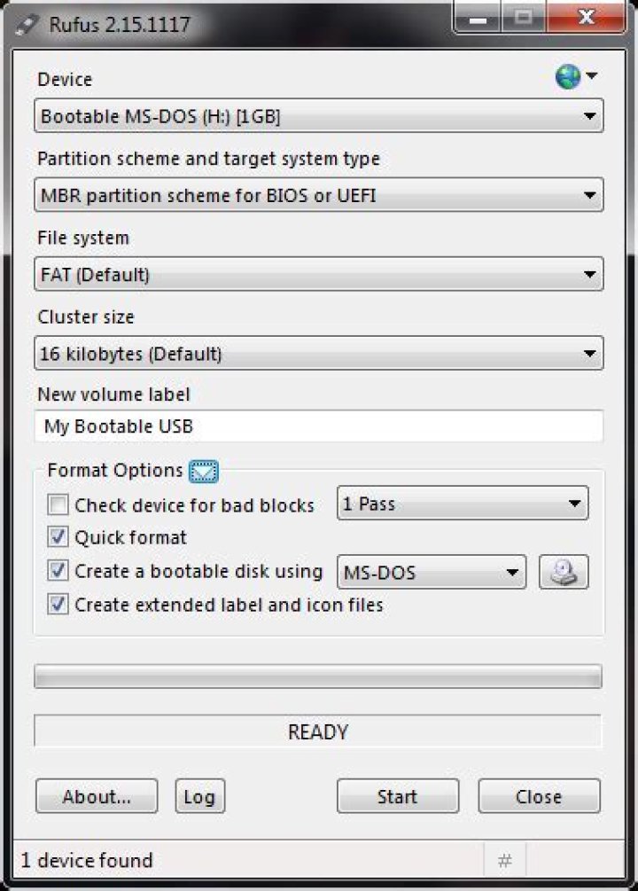 What version of MS-DOS does Rufus use to make bootable USBs?