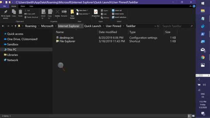 Where are the task bar icons stored on Windows 10