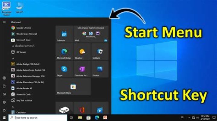 Where can I find the shortcuts contained in the start menu in Windows 10?