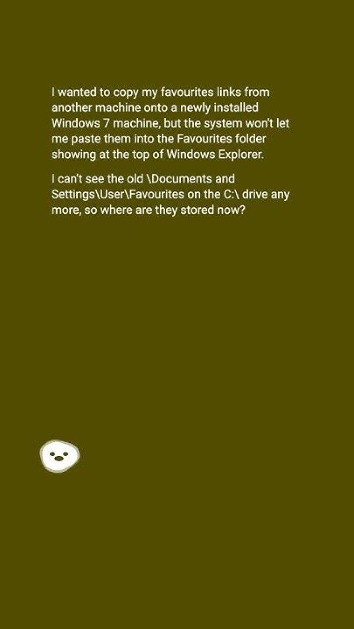 Where is the favourites folder in Windows 7?