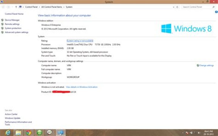Where to find the Windows 8 Product ID (PID)