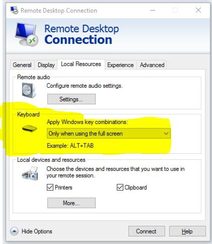 While in a remote desktop session in Windows 7, alt-tab to go back to the host machine