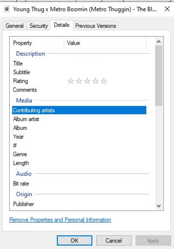 Why can't I edit audio file proprieties?