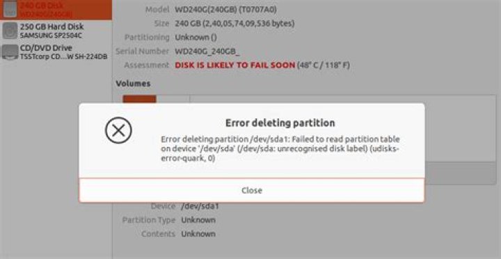 Why I'm Getting (/dev/unrecognised disk label) (udisks-error quark, 0)?