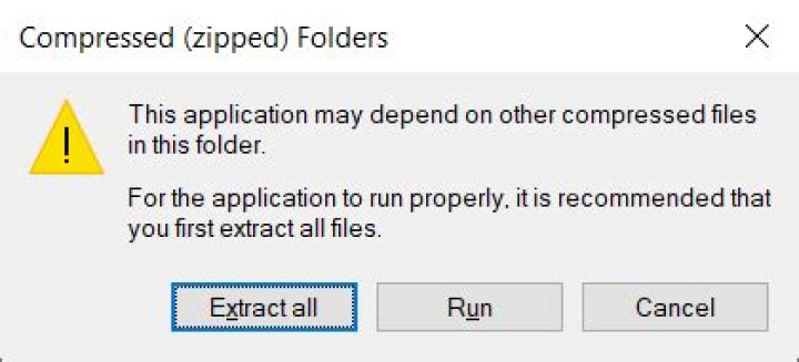 Why is it not recommended to run a .exe file directly from a .zip file?