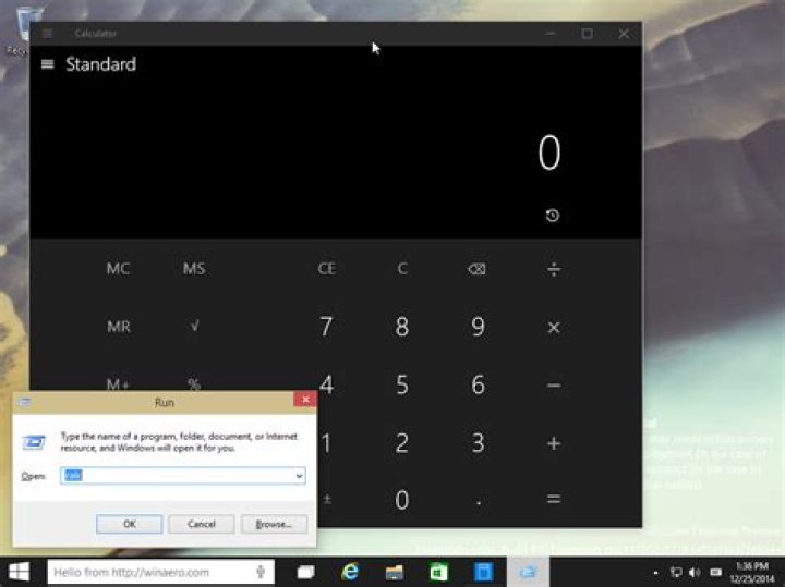Windows 10 Calculator Properties, Shortcut tab