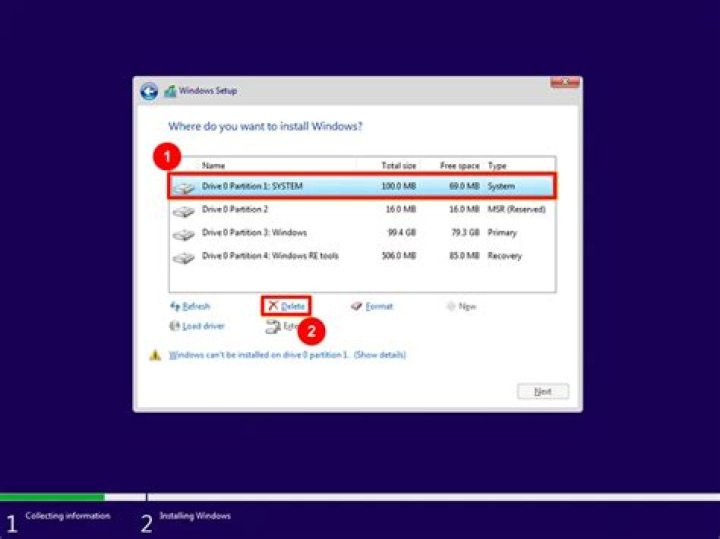 Windows 10 installation create only 1 partition and then can't boot up