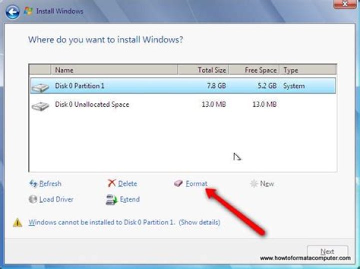 Windows 7 format