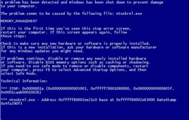Windows 7 Recurring Blue Screens: MEMORY_MANAGEMENT 0x1A