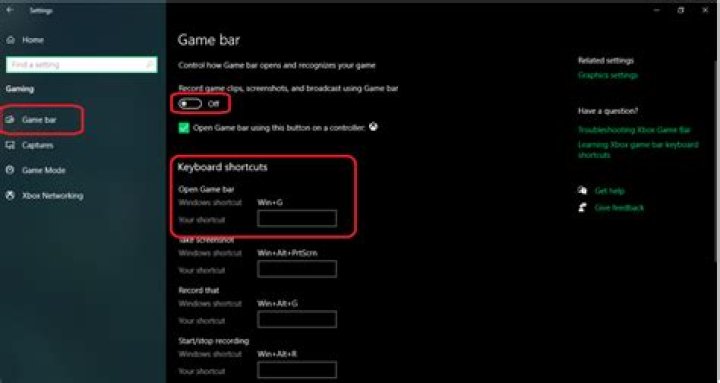 Windows Game bar settings