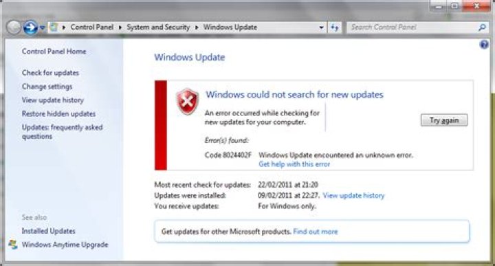 windows update error code 8024402F