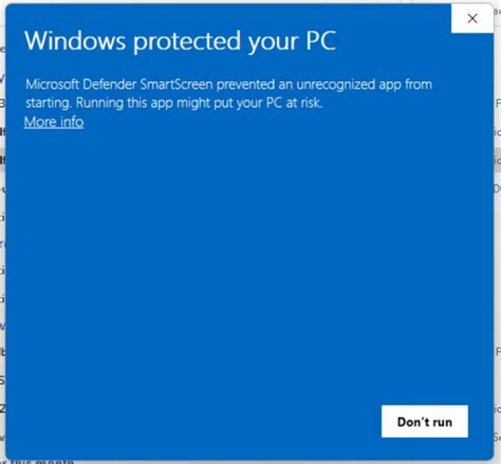 Windows warning message